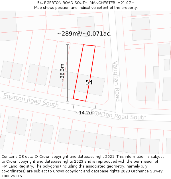 54, EGERTON ROAD SOUTH, MANCHESTER, M21 0ZH: Plot and title map