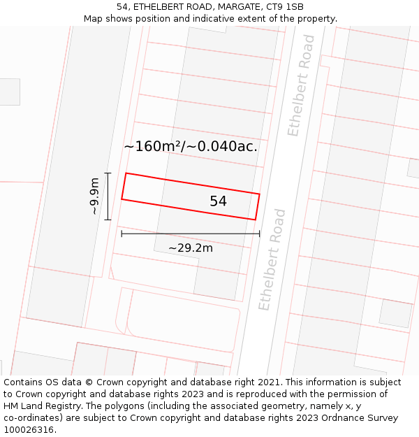 54, ETHELBERT ROAD, MARGATE, CT9 1SB: Plot and title map