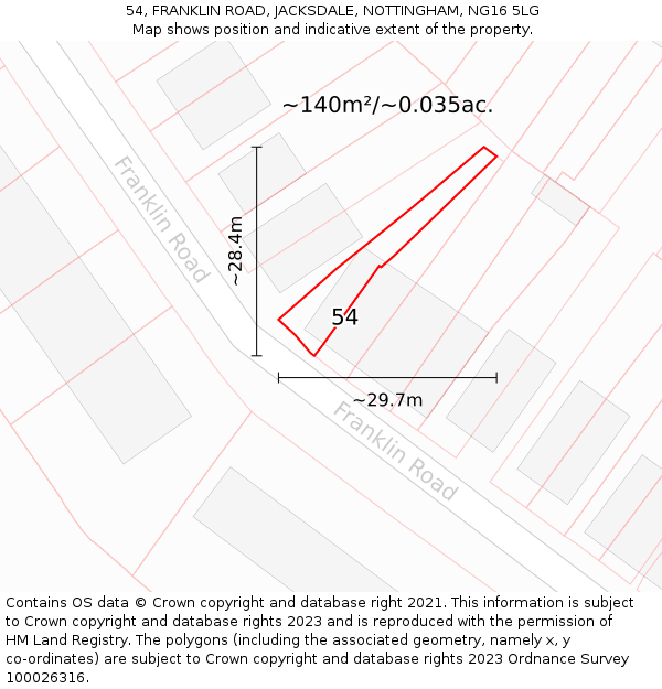 54, FRANKLIN ROAD, JACKSDALE, NOTTINGHAM, NG16 5LG: Plot and title map