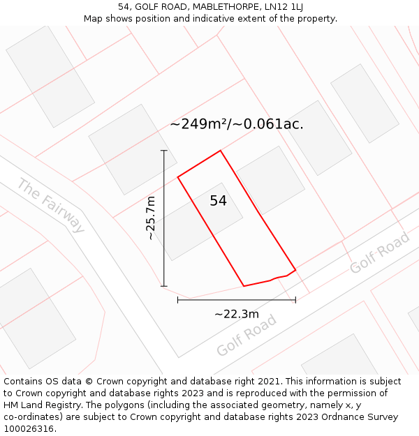 54, GOLF ROAD, MABLETHORPE, LN12 1LJ: Plot and title map