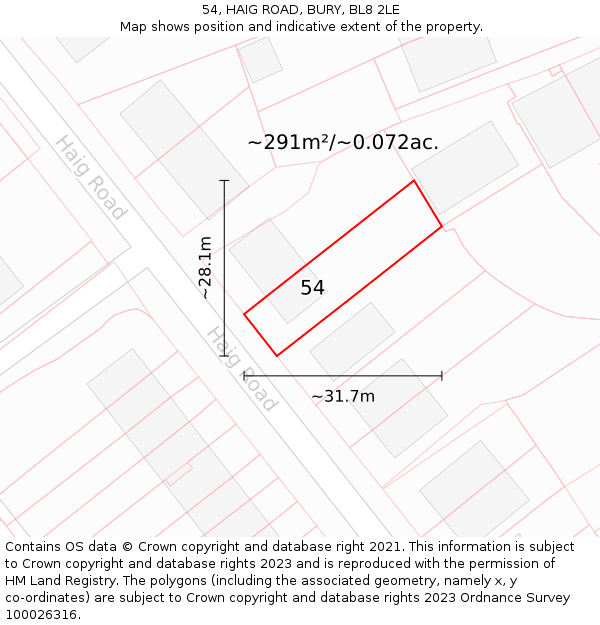 54, HAIG ROAD, BURY, BL8 2LE: Plot and title map