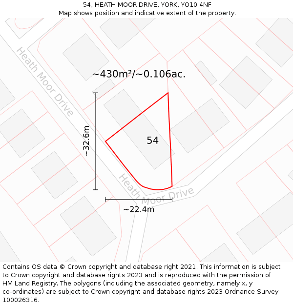 54, HEATH MOOR DRIVE, YORK, YO10 4NF: Plot and title map