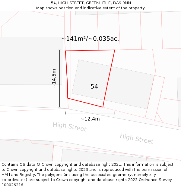 54, HIGH STREET, GREENHITHE, DA9 9NN: Plot and title map