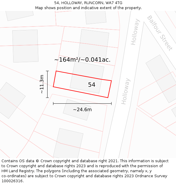 54, HOLLOWAY, RUNCORN, WA7 4TG: Plot and title map