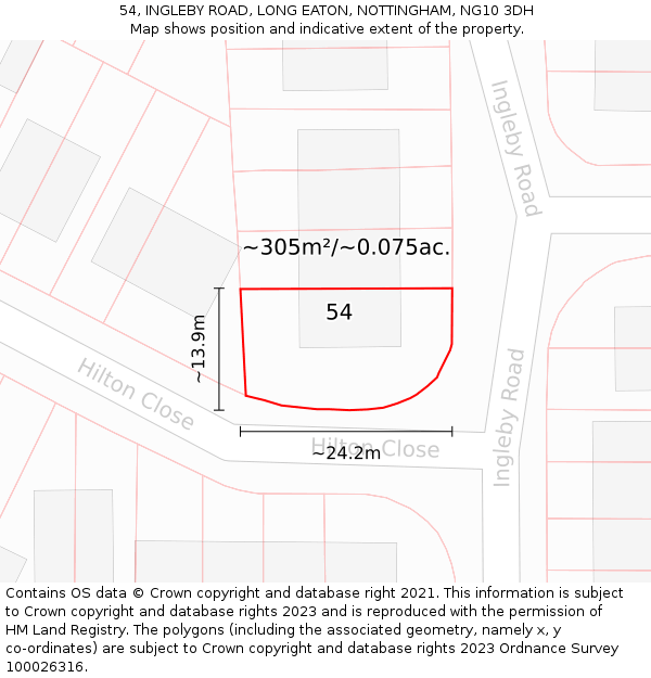 54, INGLEBY ROAD, LONG EATON, NOTTINGHAM, NG10 3DH: Plot and title map