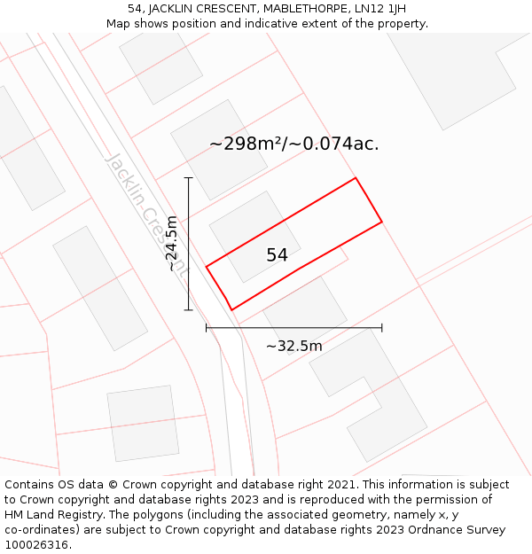 54, JACKLIN CRESCENT, MABLETHORPE, LN12 1JH: Plot and title map