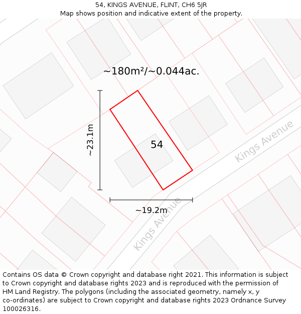 54, KINGS AVENUE, FLINT, CH6 5JR: Plot and title map