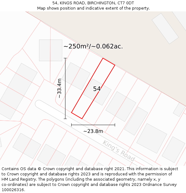 54, KINGS ROAD, BIRCHINGTON, CT7 0DT: Plot and title map