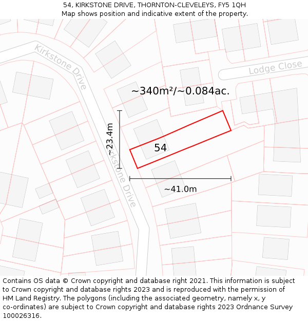 54, KIRKSTONE DRIVE, THORNTON-CLEVELEYS, FY5 1QH: Plot and title map