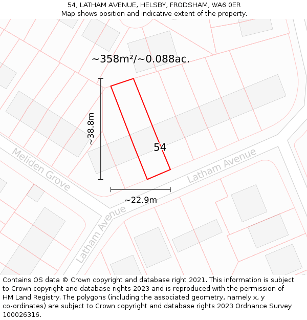 54, LATHAM AVENUE, HELSBY, FRODSHAM, WA6 0ER: Plot and title map