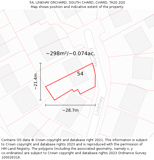 54, LINKHAY ORCHARD, SOUTH CHARD, CHARD, TA20 2QS: Plot and title map