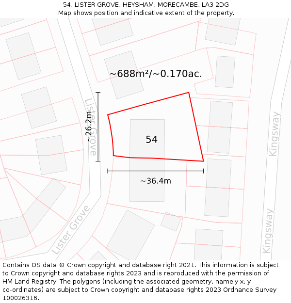 54, LISTER GROVE, HEYSHAM, MORECAMBE, LA3 2DG: Plot and title map