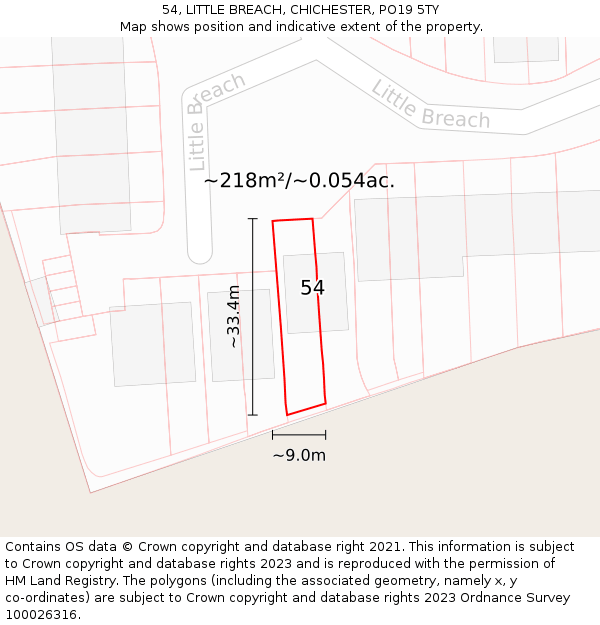 54, LITTLE BREACH, CHICHESTER, PO19 5TY: Plot and title map