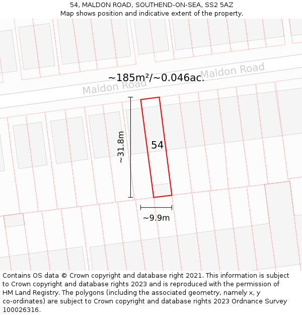 54, MALDON ROAD, SOUTHEND-ON-SEA, SS2 5AZ: Plot and title map