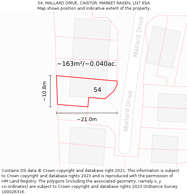 54, MALLARD DRIVE, CAISTOR, MARKET RASEN, LN7 6SA: Plot and title map