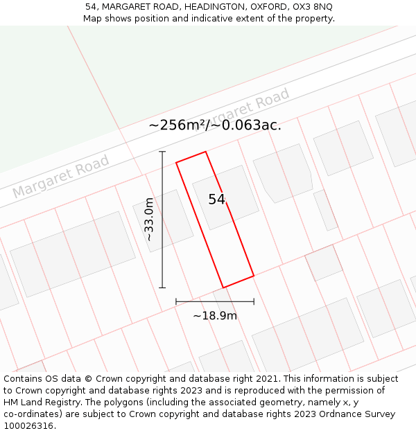 54, MARGARET ROAD, HEADINGTON, OXFORD, OX3 8NQ: Plot and title map