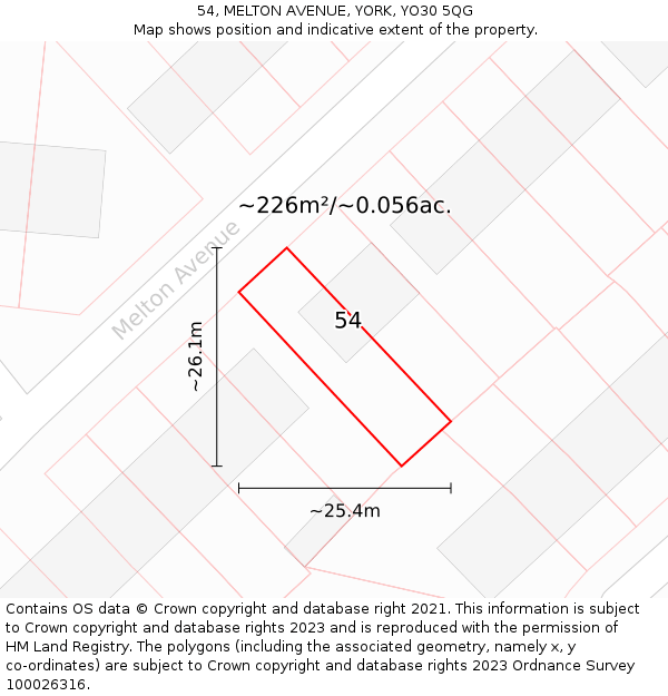 54, MELTON AVENUE, YORK, YO30 5QG: Plot and title map