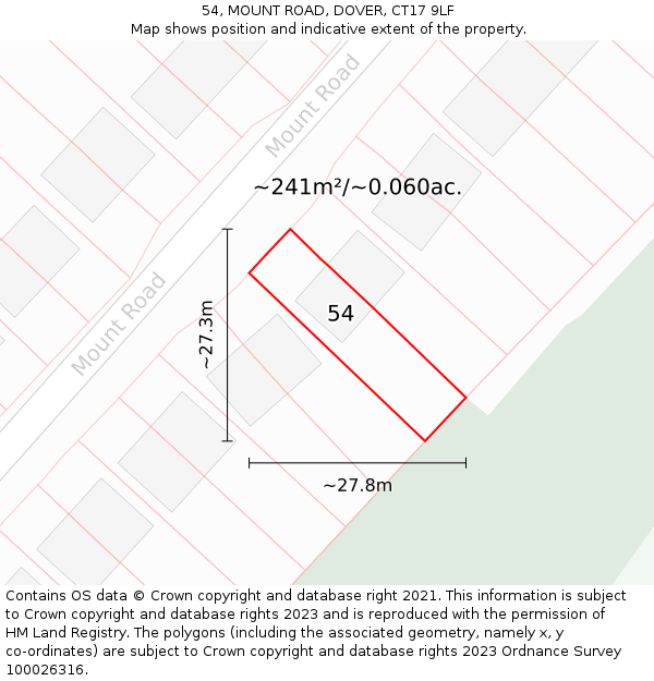 54, MOUNT ROAD, DOVER, CT17 9LF: Plot and title map