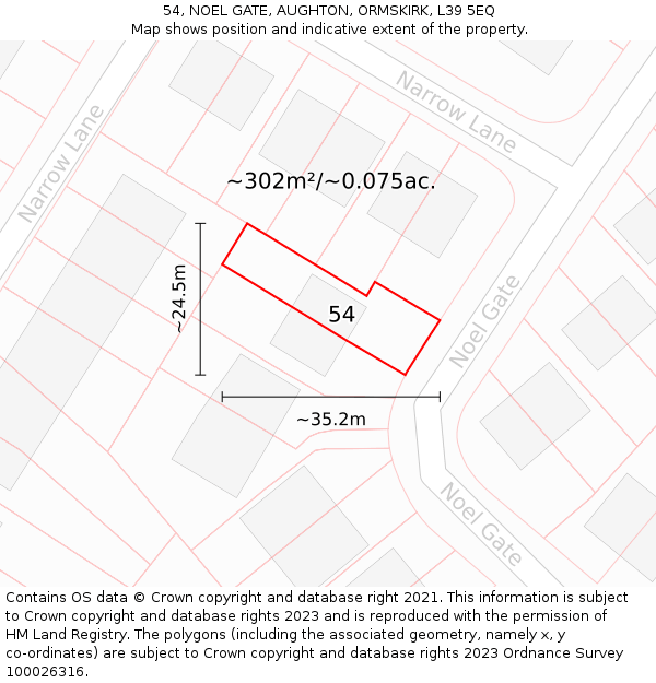 54, NOEL GATE, AUGHTON, ORMSKIRK, L39 5EQ: Plot and title map