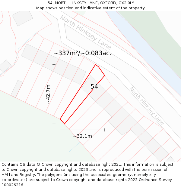 54, NORTH HINKSEY LANE, OXFORD, OX2 0LY: Plot and title map