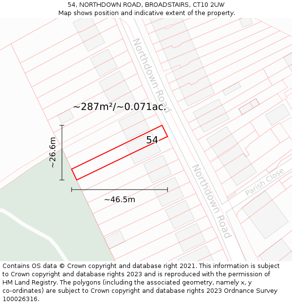 54, NORTHDOWN ROAD, BROADSTAIRS, CT10 2UW: Plot and title map