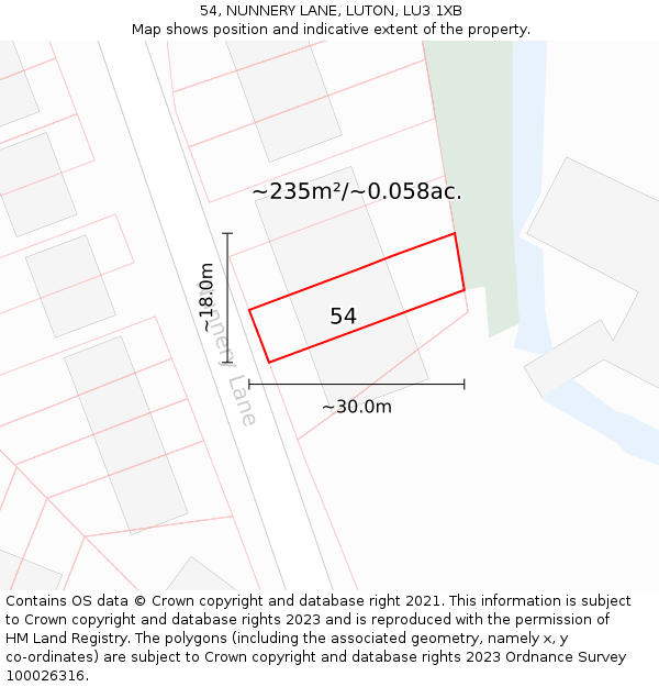 54, NUNNERY LANE, LUTON, LU3 1XB: Plot and title map