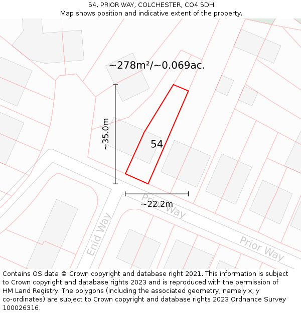 54, PRIOR WAY, COLCHESTER, CO4 5DH: Plot and title map