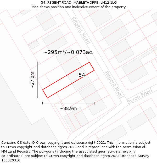 54, REGENT ROAD, MABLETHORPE, LN12 1LG: Plot and title map