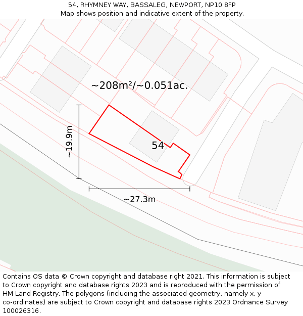 54, RHYMNEY WAY, BASSALEG, NEWPORT, NP10 8FP: Plot and title map
