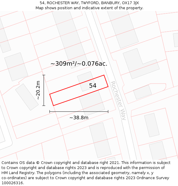 54, ROCHESTER WAY, TWYFORD, BANBURY, OX17 3JX: Plot and title map