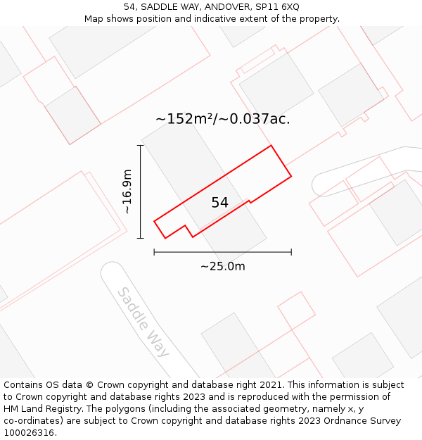 54, SADDLE WAY, ANDOVER, SP11 6XQ: Plot and title map