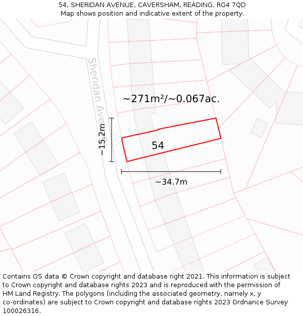 54, SHERIDAN AVENUE, CAVERSHAM, READING, RG4 7QD: Plot and title map