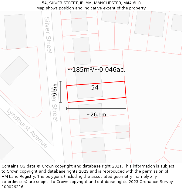 54, SILVER STREET, IRLAM, MANCHESTER, M44 6HR: Plot and title map