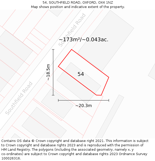 54, SOUTHFIELD ROAD, OXFORD, OX4 1NZ: Plot and title map