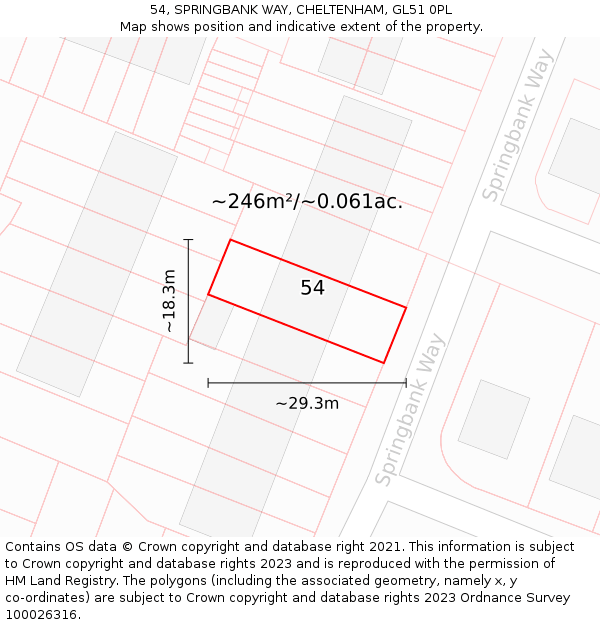 54, SPRINGBANK WAY, CHELTENHAM, GL51 0PL: Plot and title map