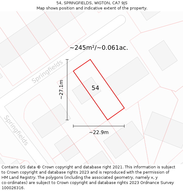 54, SPRINGFIELDS, WIGTON, CA7 9JS: Plot and title map