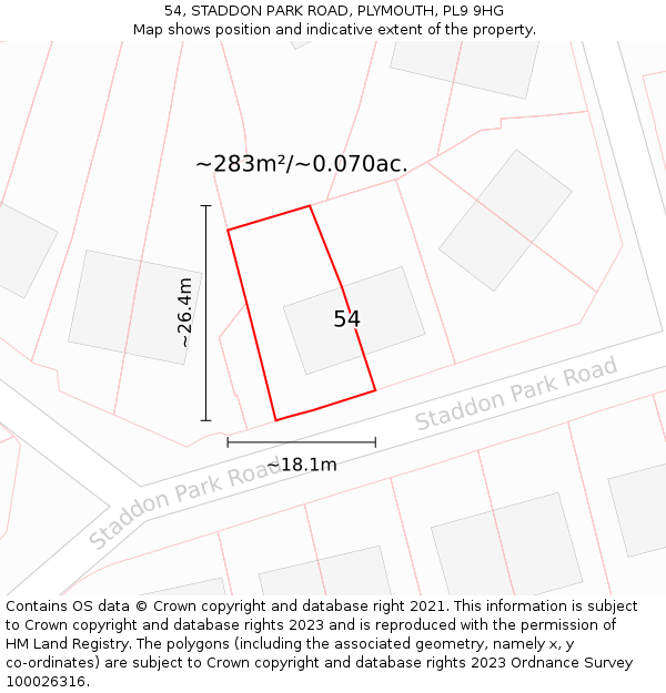54, STADDON PARK ROAD, PLYMOUTH, PL9 9HG: Plot and title map