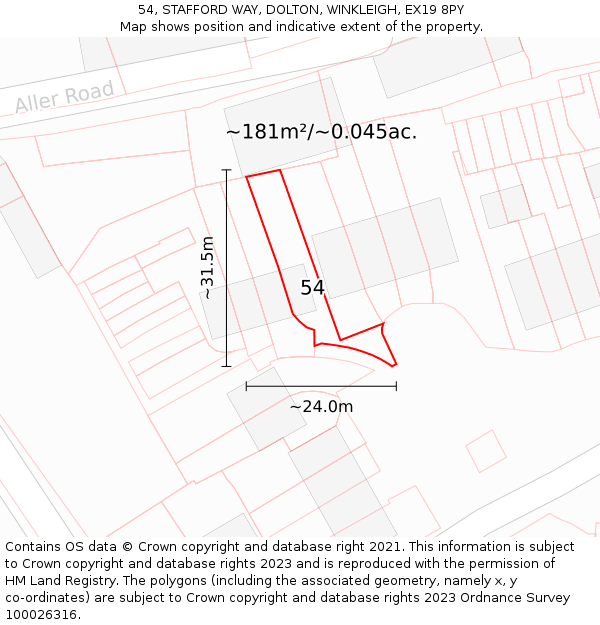 54, STAFFORD WAY, DOLTON, WINKLEIGH, EX19 8PY: Plot and title map