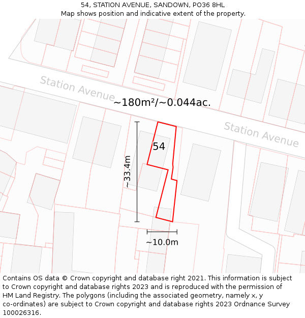 54, STATION AVENUE, SANDOWN, PO36 8HL: Plot and title map