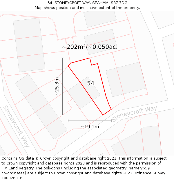 54, STONEYCROFT WAY, SEAHAM, SR7 7DG: Plot and title map