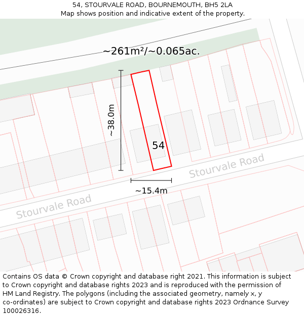 54, STOURVALE ROAD, BOURNEMOUTH, BH5 2LA: Plot and title map