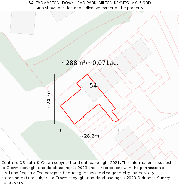 54, TADMARTON, DOWNHEAD PARK, MILTON KEYNES, MK15 9BD: Plot and title map