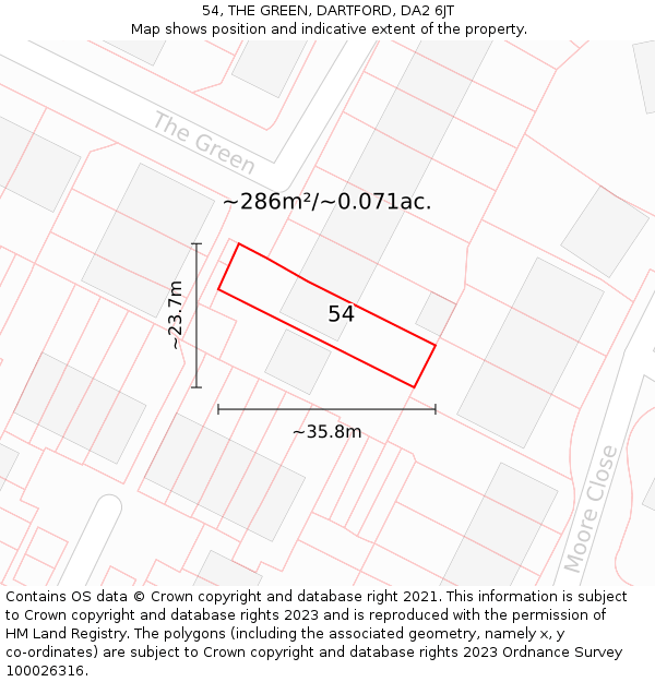 54, THE GREEN, DARTFORD, DA2 6JT: Plot and title map