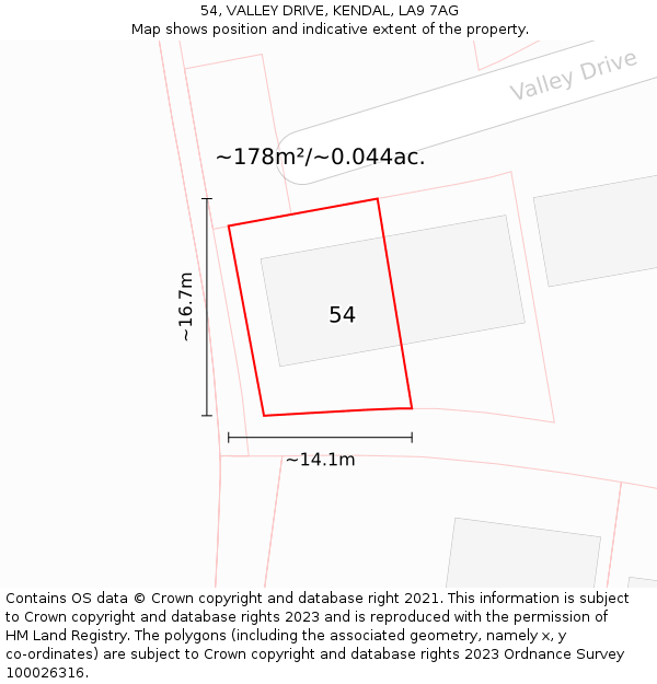 54, VALLEY DRIVE, KENDAL, LA9 7AG: Plot and title map