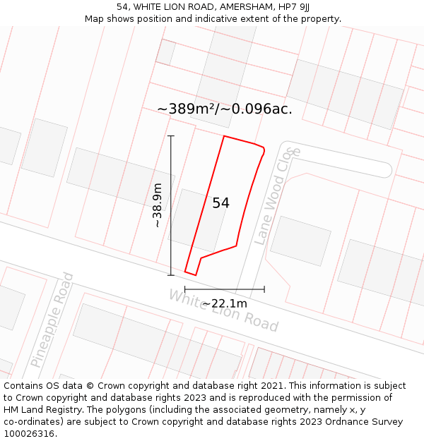 54, WHITE LION ROAD, AMERSHAM, HP7 9JJ: Plot and title map