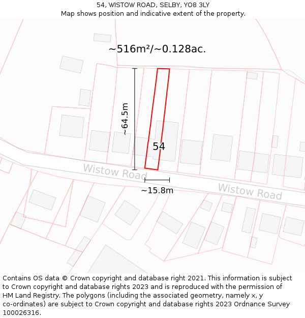 54, WISTOW ROAD, SELBY, YO8 3LY: Plot and title map