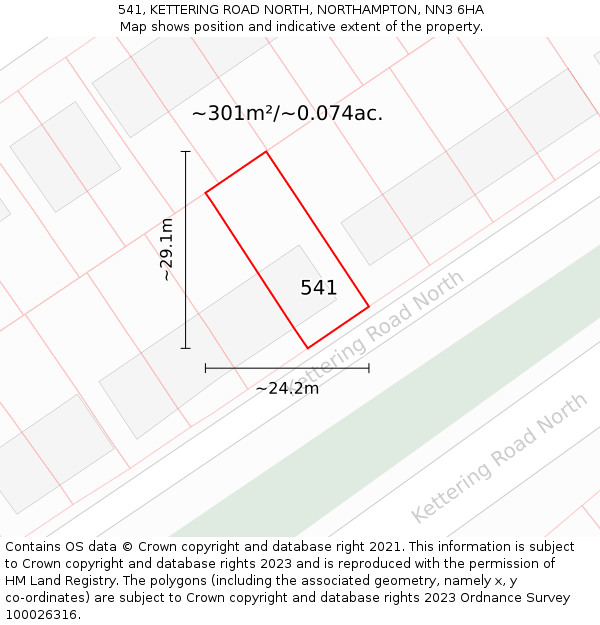 541, KETTERING ROAD NORTH, NORTHAMPTON, NN3 6HA: Plot and title map