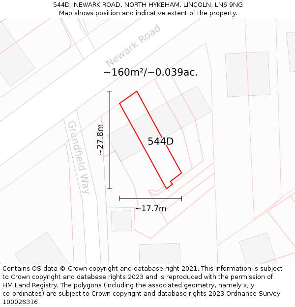 544D, NEWARK ROAD, NORTH HYKEHAM, LINCOLN, LN6 9NG: Plot and title map