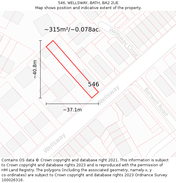 546, WELLSWAY, BATH, BA2 2UE: Plot and title map