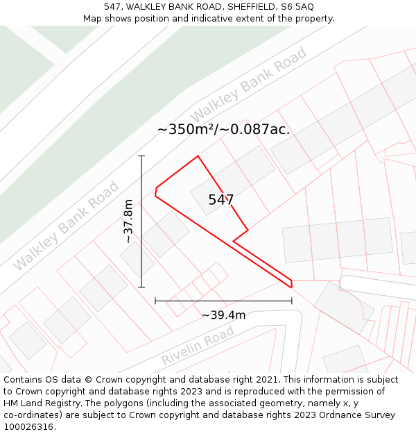 547, WALKLEY BANK ROAD, SHEFFIELD, S6 5AQ: Plot and title map